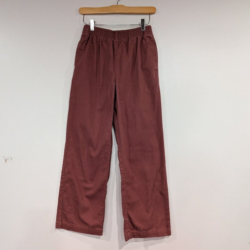 Aritzia Tna Elastic Waist Wide Leg Twill Pants Dusty Rose Pink Size XS